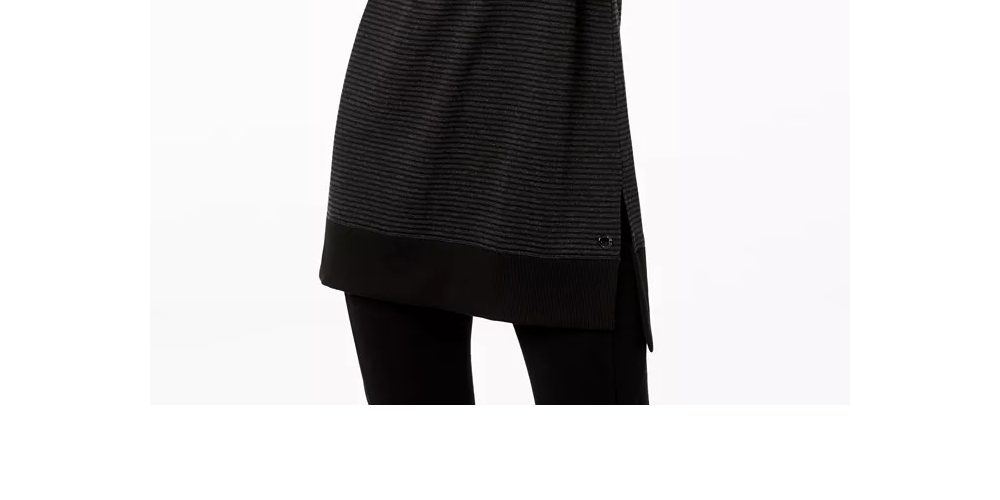 Ideology Women's Long-Sleeve Tonal-Stripe Tunic Black Size X-Small