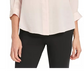 DKNY Women's Petite Shiny Tie-Neck Button-Up Blouse Pink Size PL