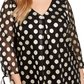 Alfani Women's Plus Metallic-Dot Sheer-Sleeve Gld Lurex Dot Top Black Size 0X