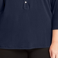 Charter Club Women's Plus 3/4 Sleeve Polo Top Blue Size 3X