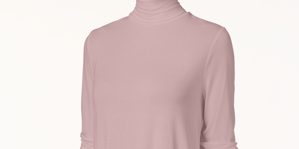 JM Collection Women's Pink Solid Long Sleeve Turtle Neck Top Pink Size Large