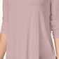 JM Collection Women's Pink Solid Long Sleeve Turtle Neck Top Pink Size Large