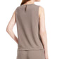 Nine West Women's Sleeveless Jewel Neck Drapey Crepe Top -Brown Size M