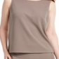 Nine West Women's Sleeveless Jewel Neck Drapey Crepe Top -Brown Size M