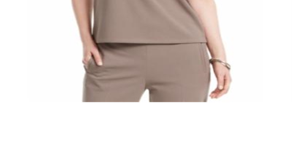 Nine West Women's Sleeveless Jewel Neck Drapey Crepe Top -Brown Size M