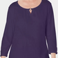 Karen Scott Women's Three-Quarter Sleeve Top Blue Size XX-Large