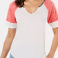 Hippie Rose Juniors' Colorblocked Burnout Football T-Shirt Silver Size Large