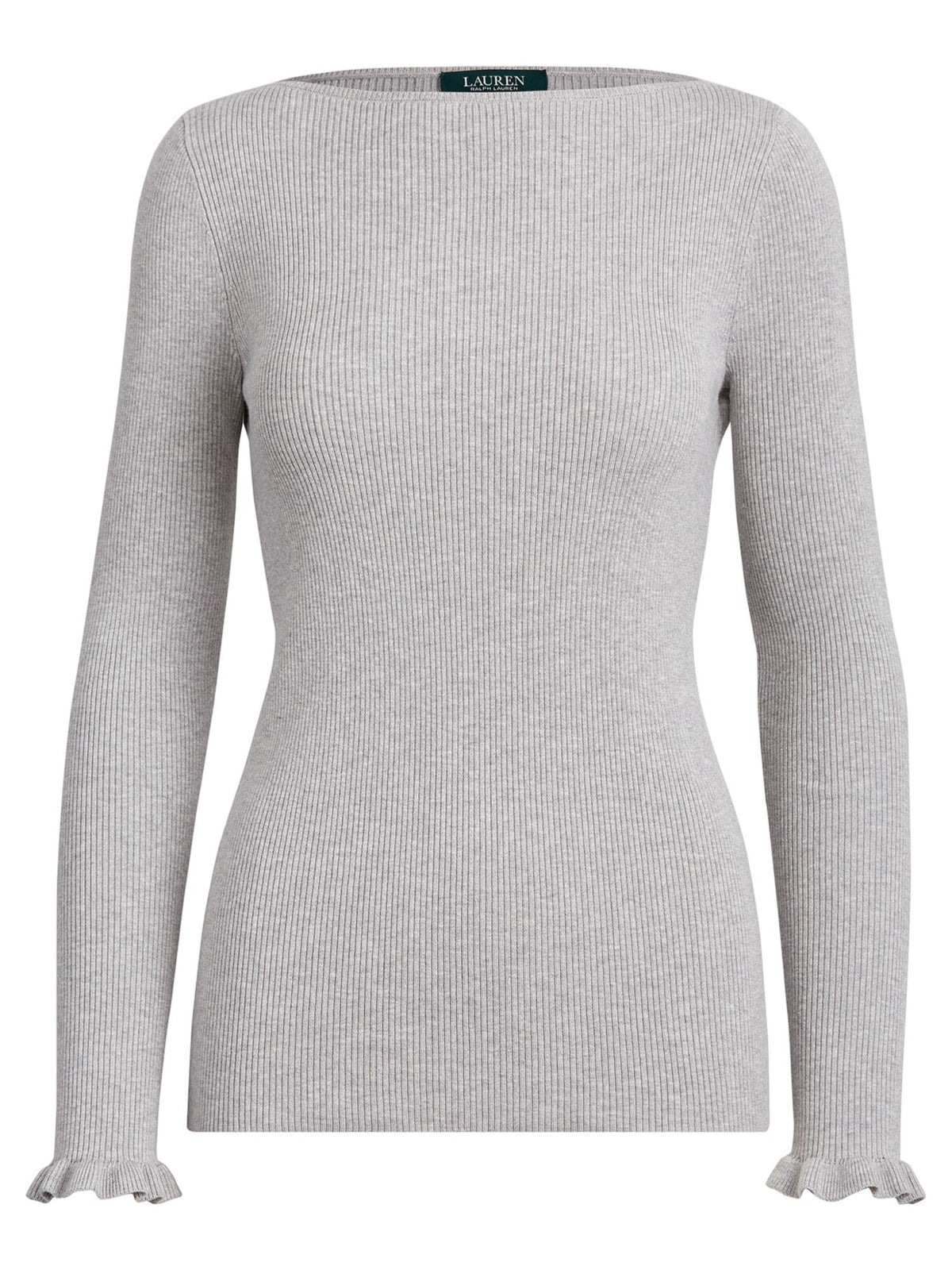 Ralph Lauren Women's Ribbed Boatneck Sweater Gray