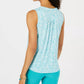 Charter Club Women's Petite Seahorse-Print Pintucked Top Blue Size PL