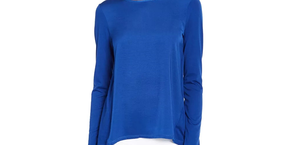 Michael Kors Women's Mixed-Media Top Regular & Petite Sizes Blue Size X-Large