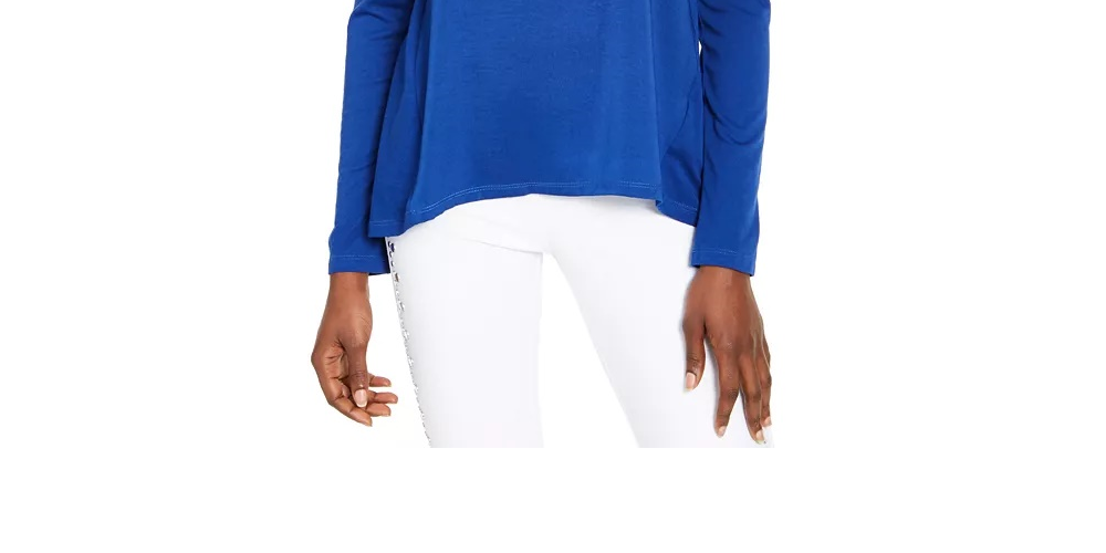 Michael Kors Women's Mixed-Media Top Regular & Petite Sizes Blue Size X-Large