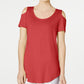 JM Collection Women's Cold-Shoulder Swing T-Shirt Red Size Medium