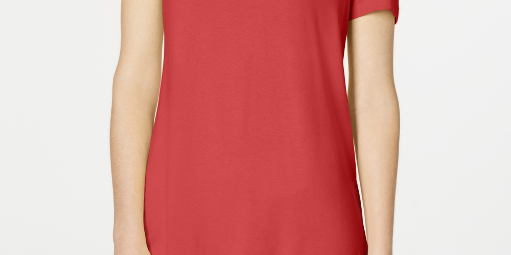JM Collection Women's Cold-Shoulder Swing T-Shirt Red Size Medium