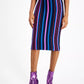 Bar III Women's Metallic Striped Metallic Striped Pencil Skirt Pink Size Large