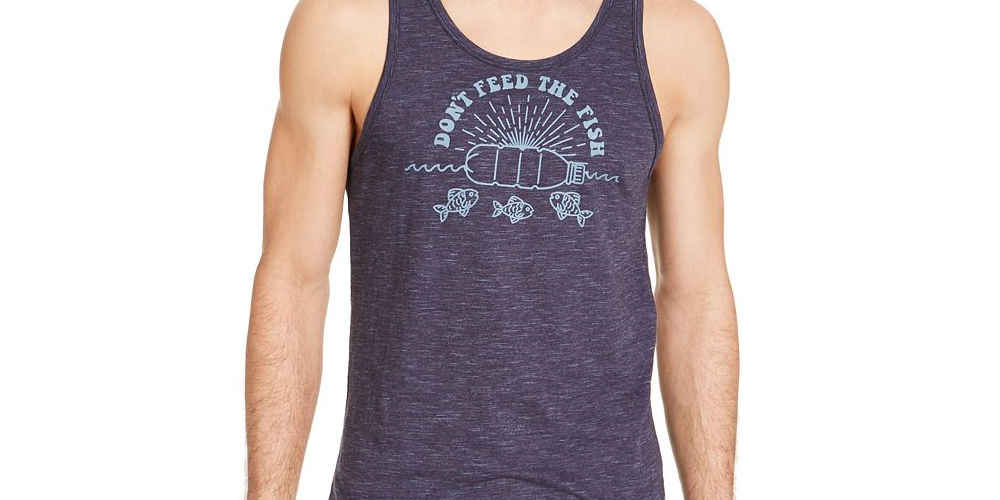 Sun Stone Unisex Don't Feed the Fish Tank Navy Size XL