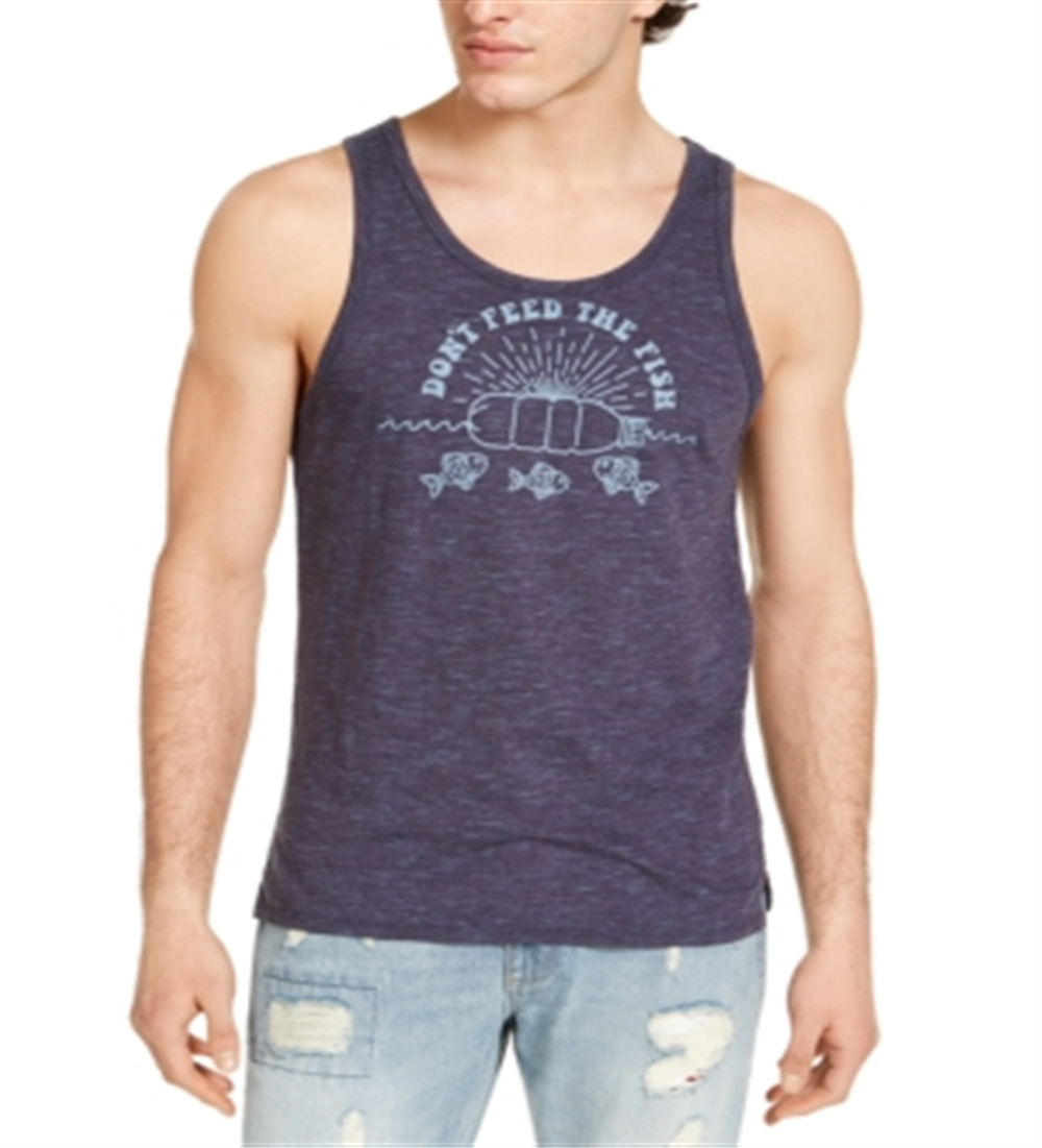 Sun Stone Unisex Don't Feed the Fish Tank Navy Size XL