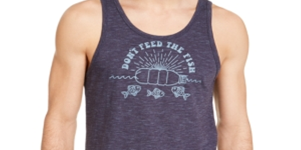 Sun Stone Unisex Don't Feed the Fish Tank Navy Size XL