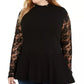 INC International Concepts Women's Plus Size Lace Peplum Sweater Red Size 1X
