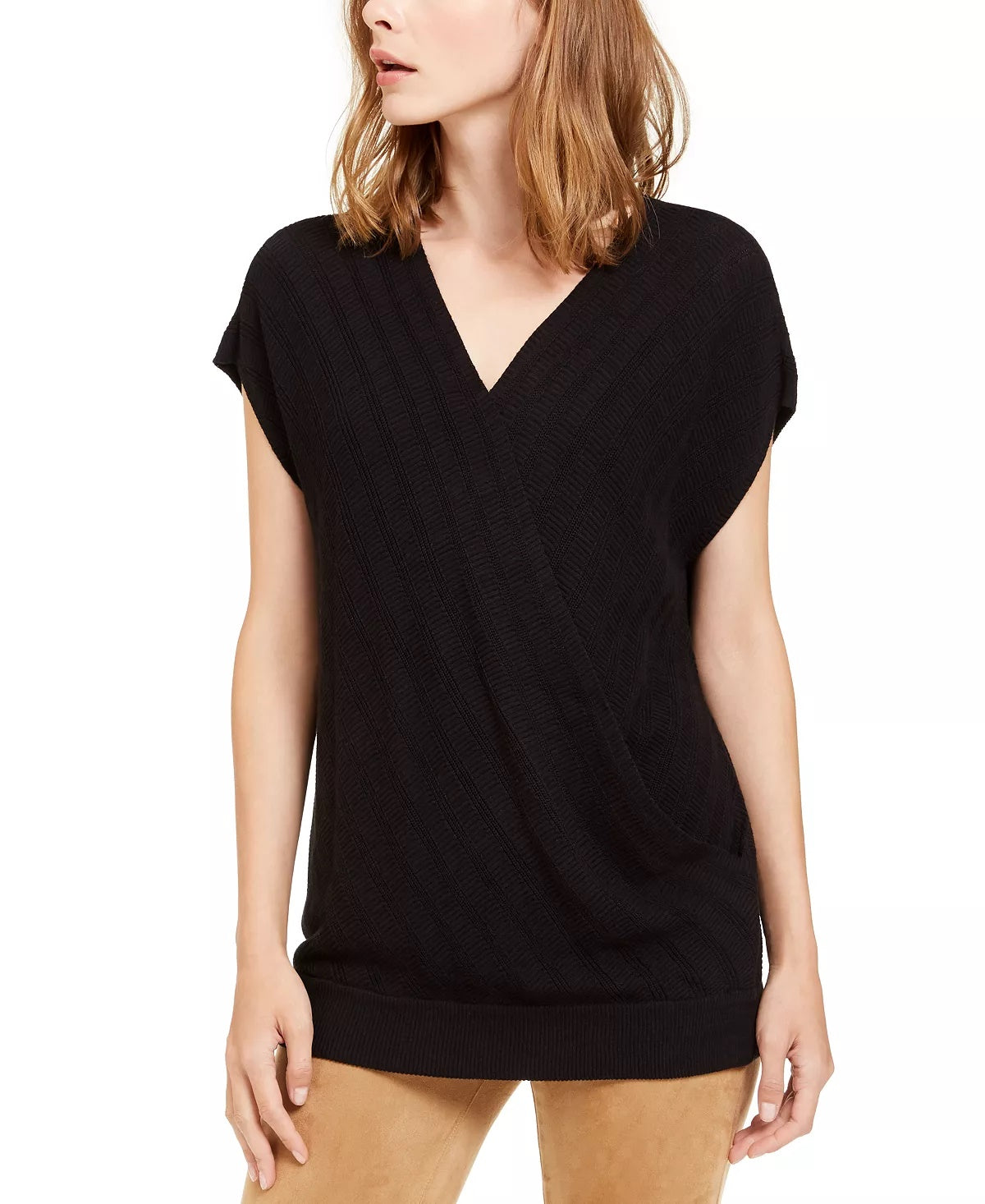 Alfani Women's Striped Batwing-Sleeve Sweater Black Size Medium