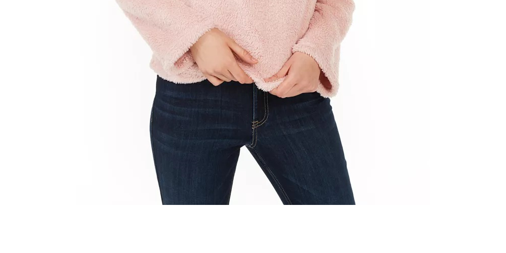 सेल्फ़ एस्टीम जूनियर्स ज़िप फ्रंट फ़ज़ी ज़िप अप टॉप पिंक साइज़ एक्स्ट्रा-लार्ज