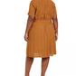 Monteau Trendy Women's Plus Size Midi Shirtdress Brown Size 2X
