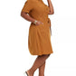 Monteau Trendy Women's Plus Size Midi Shirtdress Brown Size 2X