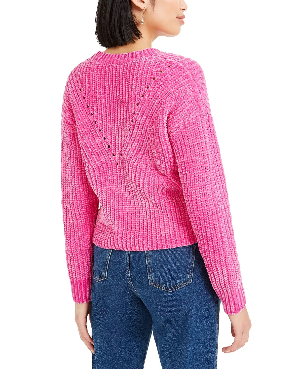 Bar III Women's Long Sleeve V Neck Sweater Pink- Size X-Small