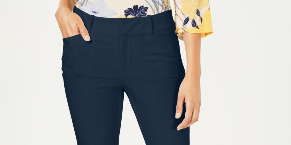 Charter Club Women's Newport Tummy Control Slim Fit Pants Blue Size 8