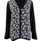 Anne Klein Women S Floral-Print Cardigan Charcoal Size Large