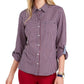 Tommy Hilfiger Women's Check Print Button Down Shirt Red Size X-Small