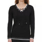 Calvin Klein Women's Lace Up Sweater Black Size X-Small