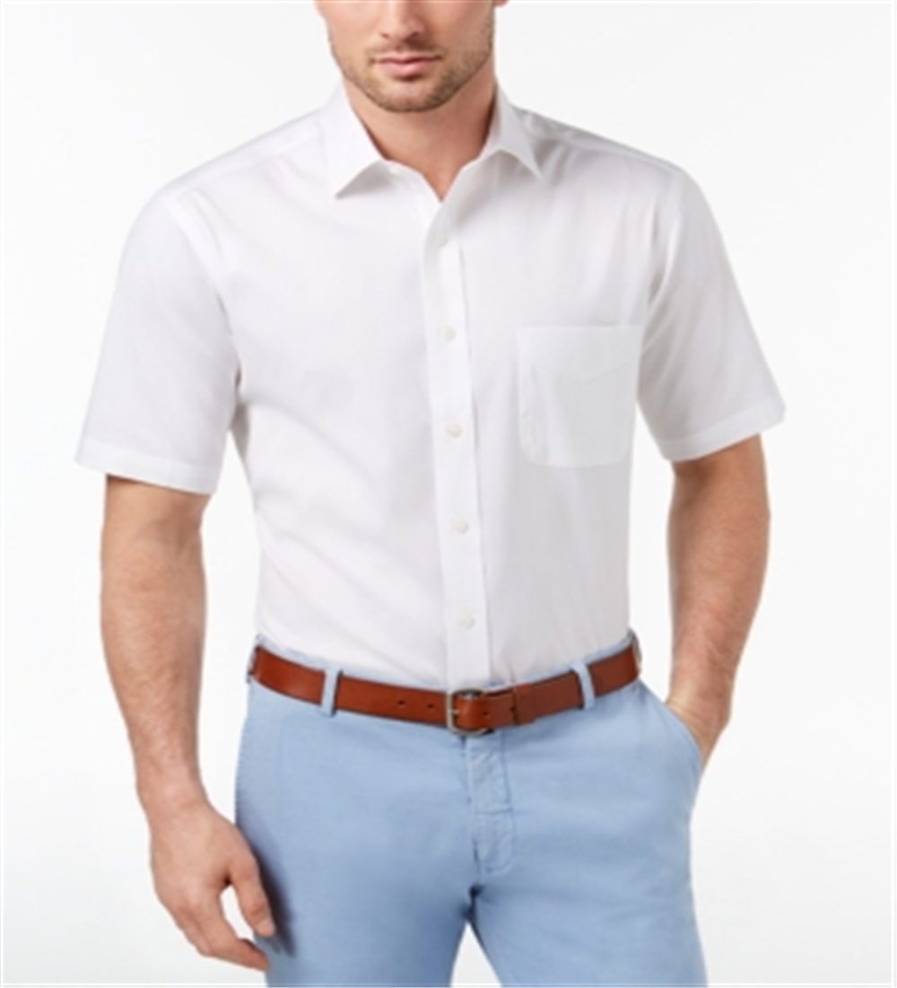 Club Room Men's Cotton Regular Fit Button Down Shirt White Size 17