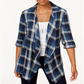 Style & Co Women's Cotton Open Front Plaid Completer Shirt Blue Size 2XL