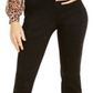 INC International Concepts Women's Zebra Embellished Curvy Skinny Jeans Black Size 0