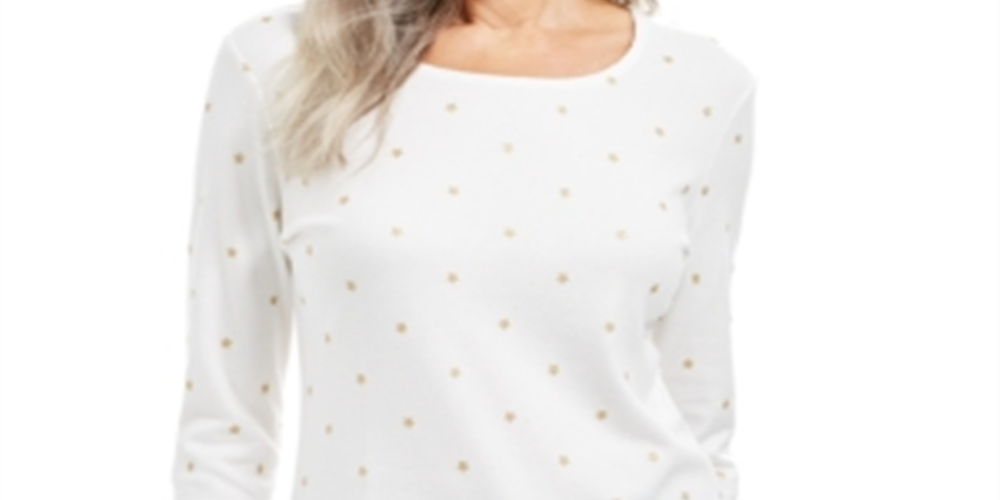 Karen Scott Women's Long Sleeve Scoop Neck Top White Size XX-Large