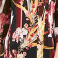 JM Collection Women's Printed Chiffon Sleeve Tunic Top Black Size Medium