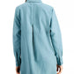 Alfani Women's Button Down Oversized Top Blue Size Small