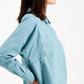 Alfani Women's Button Down Oversized Top Blue Size Small