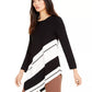 Alfani Women's Ribbed Asymmeteric Tunic Sweater Black Size Large