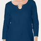 Karen Scott Women's Three Quarter-Sleeve Top Blue Size Medium