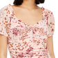Crave Fame Juniors' Ruched Floral-Print Crop Top Pink Size Medium
