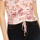 Crave Fame Juniors' Ruched Floral-Print Crop Top Pink Size Medium