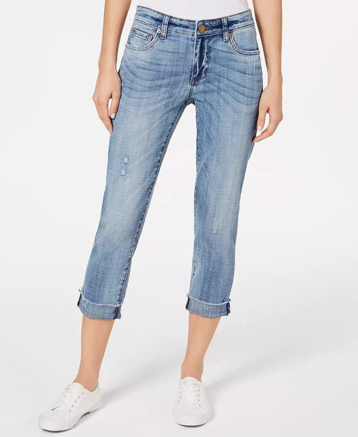 Kut From The Kloth Women's Amy Cuffed Cropped Jeans Blue Size 2