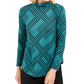 JM Collection Women's Petite Printed Turtleneck Top Green Size Medium