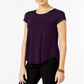 Alfani Women's Satin Trim Tee Purple Size Small