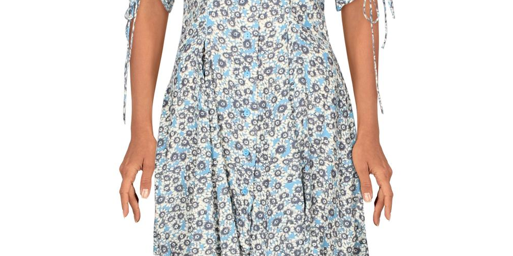 Free People Women's Floral Print Lace Up Mini Dress White Size Small
