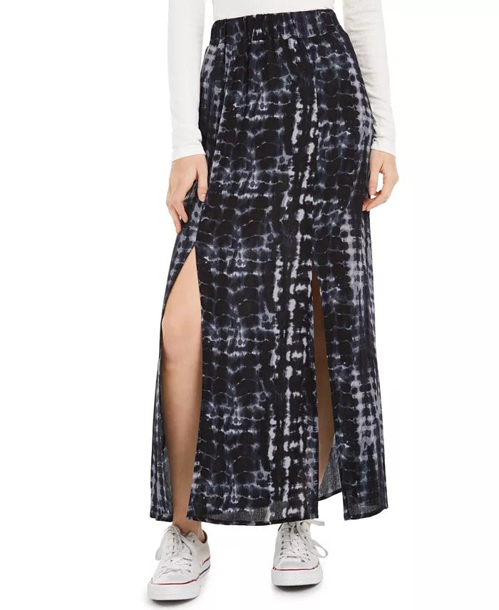 Be Bop Junior's Printed Double Slit Maxi Skirt Black Size Small