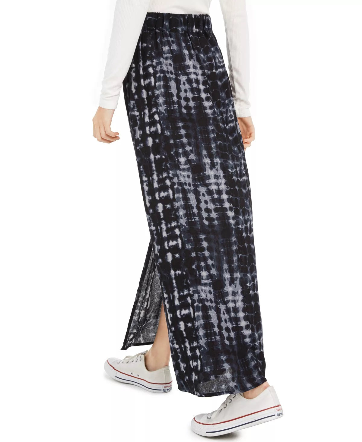 Be Bop Junior's Printed Double Slit Maxi Skirt Black Size Small