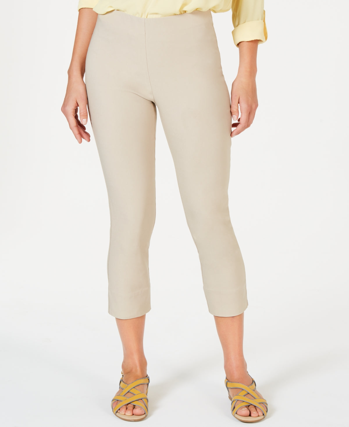 Charter Club Women's Chelsea Pull On Tummy Control Capris Beige Size 14