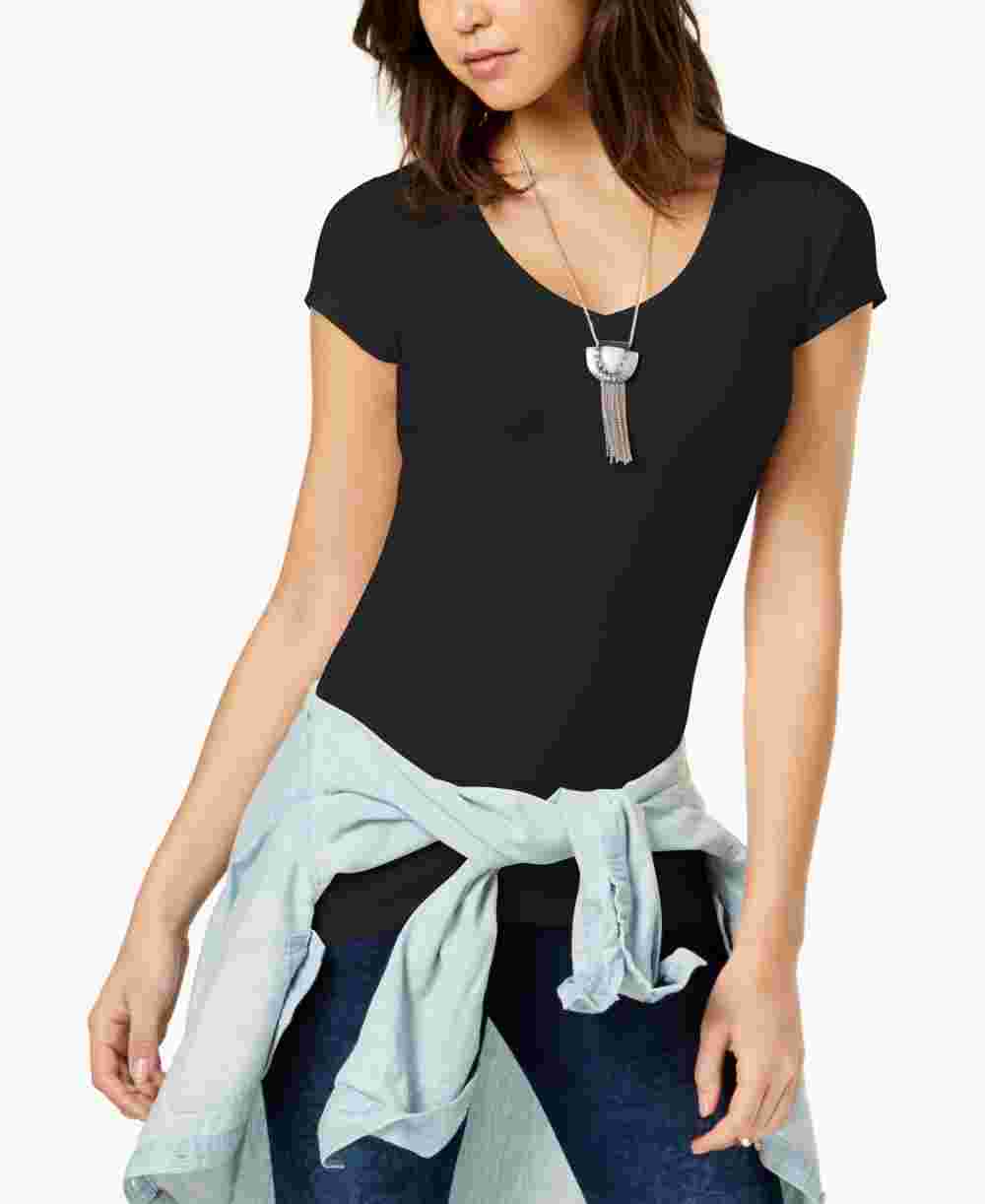 Derek Heart Junior's -Neck T-Shirt Black Size Medium